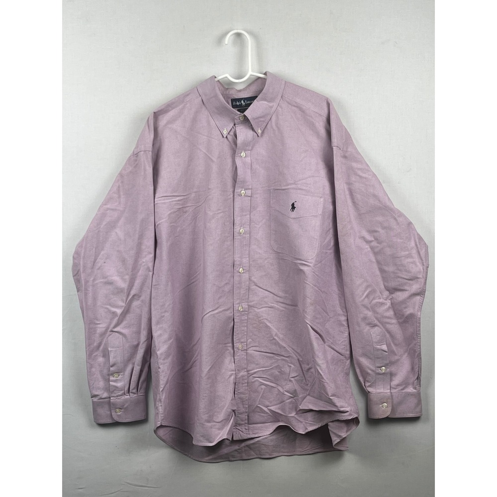 Ralph Lauren Big Shirt Mens Button Down Long Sleeve Oxford Cotton Purple 27x34